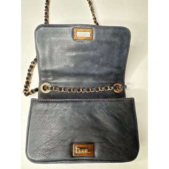 Valentino Milano Quilted Black Leather Chain Shoulder Bag With Gold Accents - Picture 5 of 11